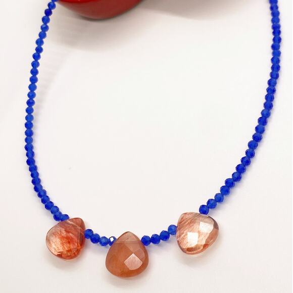 NEW Blue and Pink Crystal Layering Necklace - Picture 5 of 16